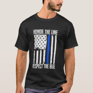 Camiseta Polícia Honra Bandeira Azul Respeito à Linha Ofici