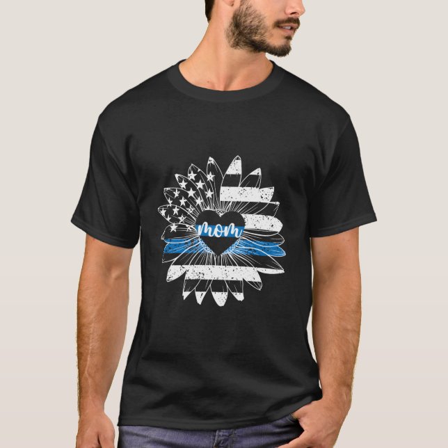 Camiseta Polícia Mãe Flor Mãe De Polícia Mãe (Frente)