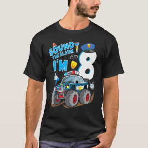Camiseta Polícia Monstro Carro 8. Aniversário Garoto Polici
