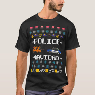 Camiseta Polícia Navidad Feia de Natal Engraçada Polícia