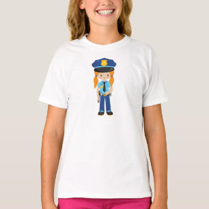 Camiseta Polícia, Policial, Policial, Cabelo Laranja