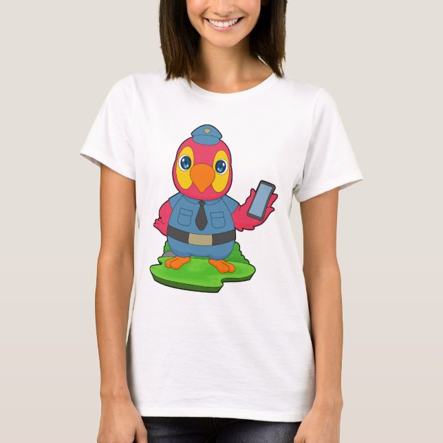Camiseta Polícia Smartphone Papagaio (Frente)