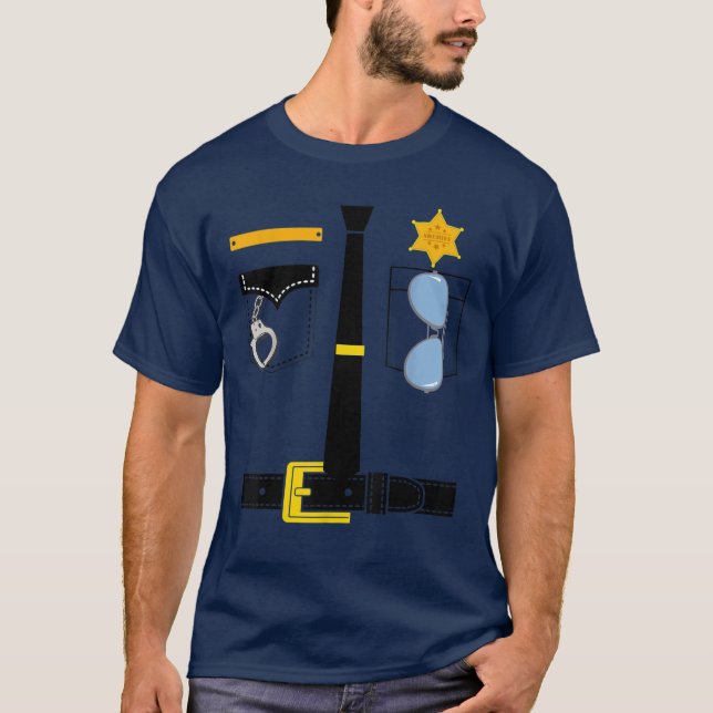 Camiseta Polícia Uniforme Costume Halloween Crianças T-Shir (Frente)