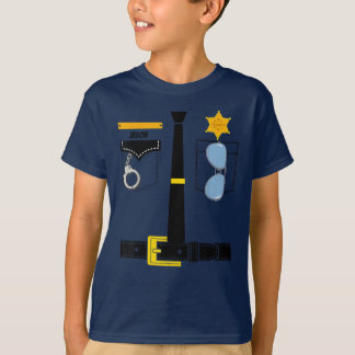 Camiseta  Polícia Uniforme Figurume Halloween Crianças