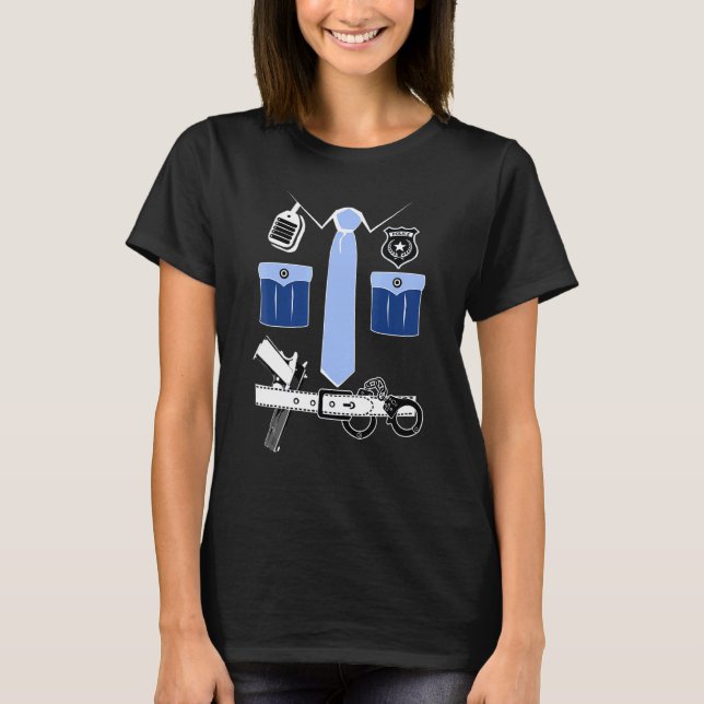 Camiseta Polícia Uniforme - Roupa Noturna Assustadora de Ho (Frente)