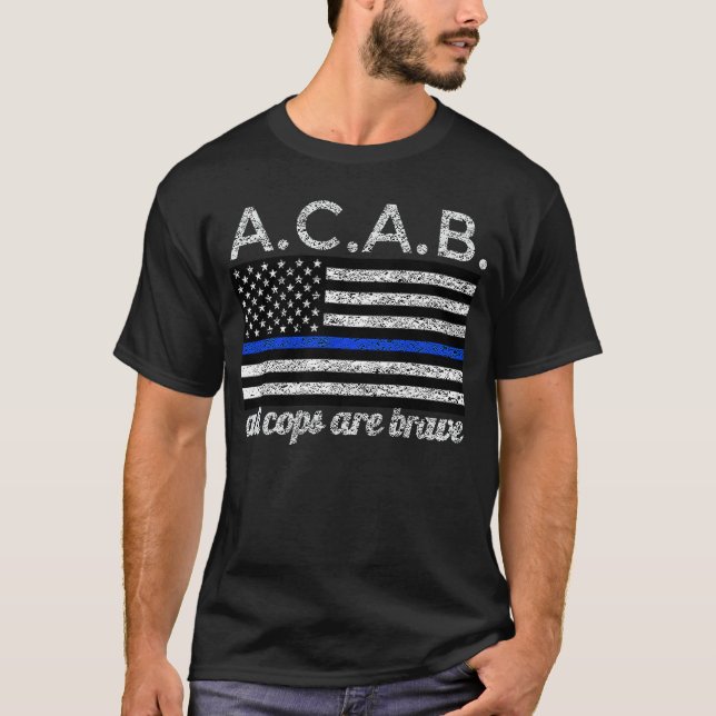 Camiseta Policiais de Bandeira Americanos São Corajosos Pol (Frente)