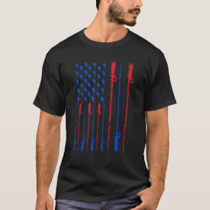 Camiseta Policiais de pesca, bandeira americana, homens pat