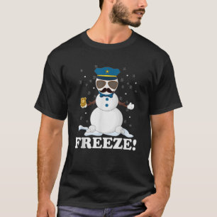 Camiseta Policial Bonito Snowman Congelou Par de Natal Engr