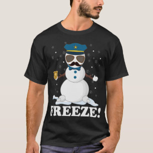 Camiseta Policial Bonito Snowman Congelou Par de Natal Engr