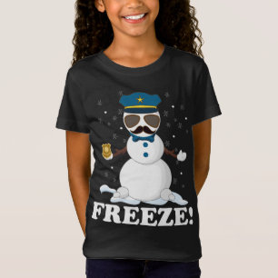 Camiseta Policial Bonito Snowman Congelou Par de Natal Engr