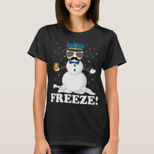 Camiseta Policial Bonito Snowman Congelou Par de Natal Engr