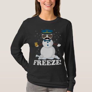 Camiseta Policial Bonito Snowman Congelou Par de Natal Engr