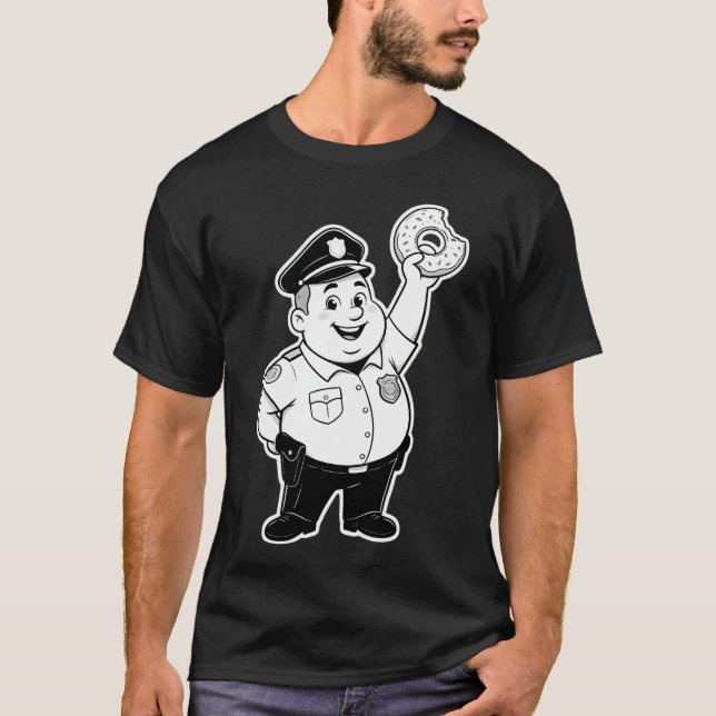 Camiseta policial comendo uma rosquinha  (Frente)