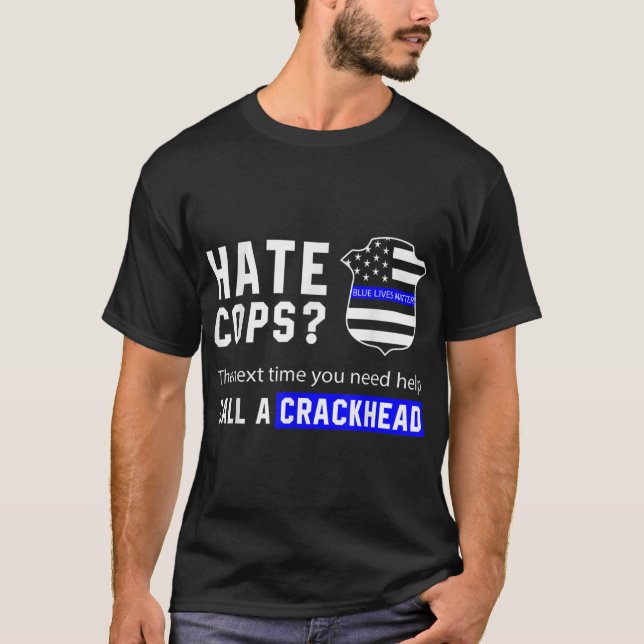 Camiseta Policial De Bandeira Azul De Linha Azul (Frente)