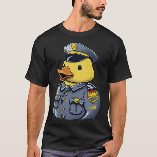 Camiseta Policial de Pato de Borracha Costume Cute Duckie (Frente)