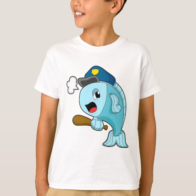 Camiseta Policial do Fish Police chapéu de polícia (Frente)