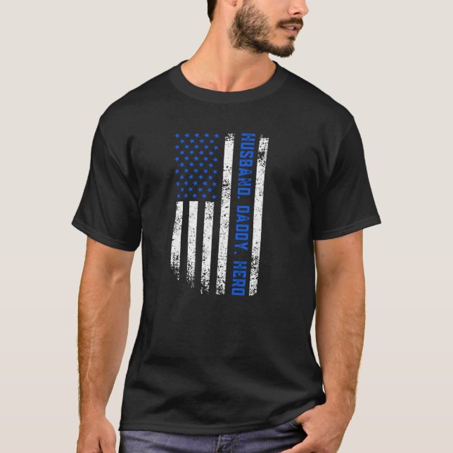 Camiseta Policial do Herói Pai do Marido Xerife Adjunto F (Frente)