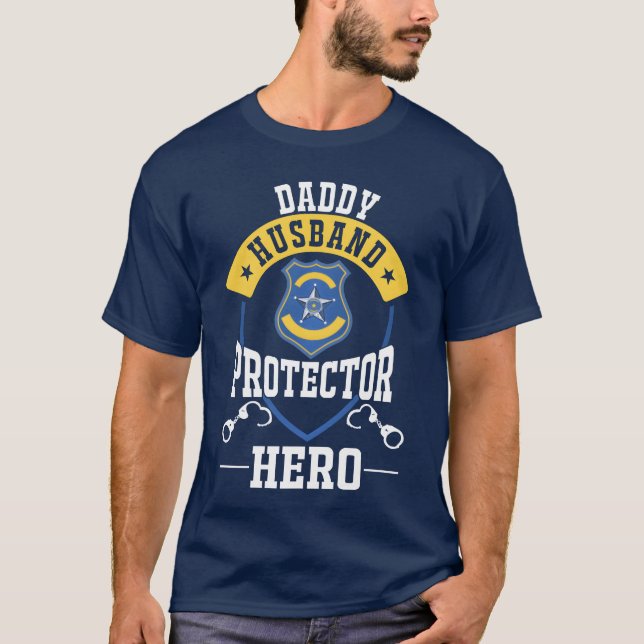 Camiseta Policial do Marido Pai Polícia Padre Vintag (Frente)