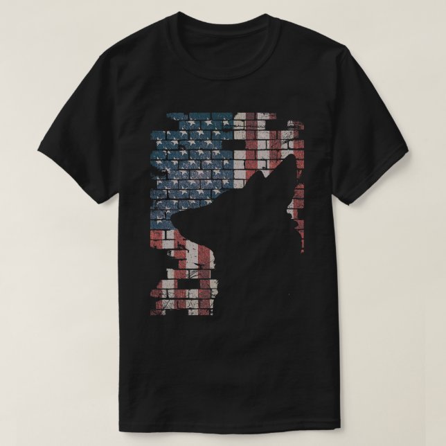 Camiseta Policial Dog Shep PD American Flag Silhouett (Frente do Design)