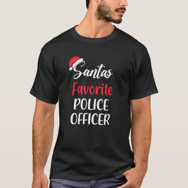 Camiseta Policial Favorito de papais noeis Pajama Natal X (Frente)