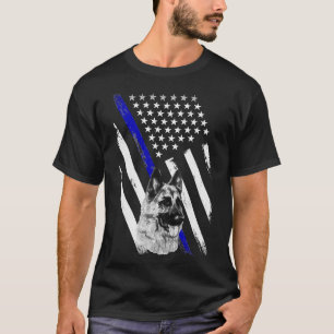 Camiseta Policial Fino Blue Line Flag K 9 Unit Dog German E