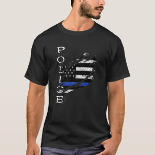 Camiseta Policial Heroico da Polícia Americana de Bandeira