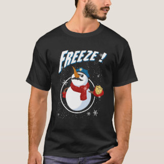 Camiseta Policial Snowman Congelou Polícia de Navidad