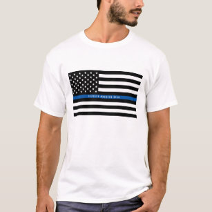 Camiseta Policial Thin Blue Line American Flag Add Name
