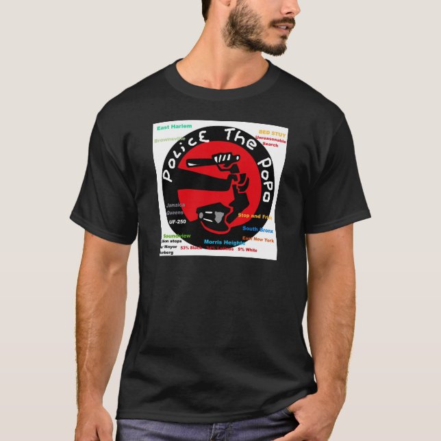 Camiseta Policie a anti parada de PoPo e Frisk o design (Frente)
