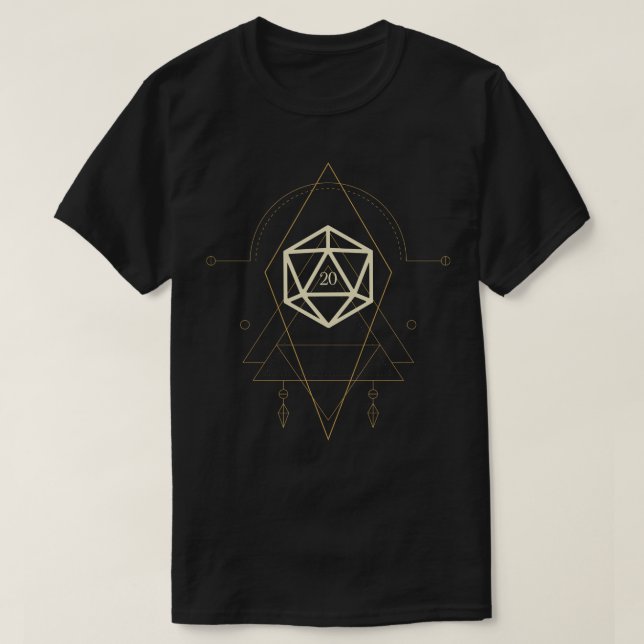 Camiseta Polidedro Esotérico D20 Dice Tarot Dois (Frente do Design)