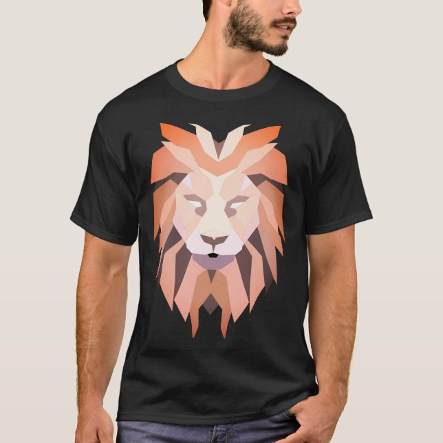 Camiseta polígono, baixo poli, leão (Frente)