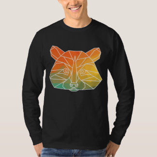 Camiseta Polígonos de Contorno de Raccóon Silhout de Aquare