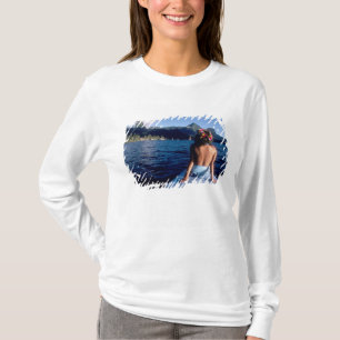 Camiseta Polinésia Francesa, Moorea. Mulher desfrutando da