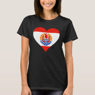 Camiseta Polinésia Francesa Sinalizador Coração Polinésia F
