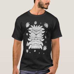 Camiseta Polinésia Tiki Mask Monstera Deixa o Havaí Luau