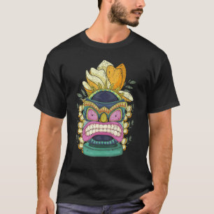 Camiseta Polinésia Totem Tiki Mask Estátua Hawaii Luau Part