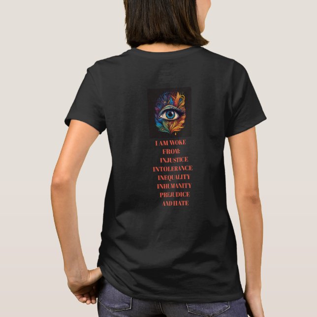 Camiseta Política "Fique Acordada" Frente e Trasei (Verso)