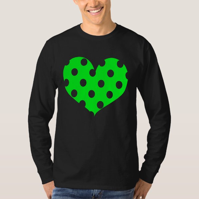 Camiseta Polka Dot Heart Plain Color BRIGHT GREEN (Frente)