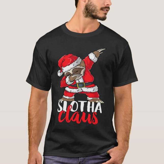 Camiseta Polka Dot Santa Sloth Funny Slothmas Christmas Chi (Frente)