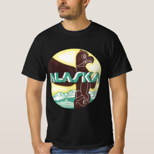 Camiseta Pólo Totem de Viagem Vintage do Alasca Águia Pássa