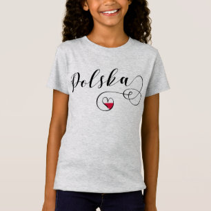 Camiseta Polonês Flag Heart, Polska Polônia