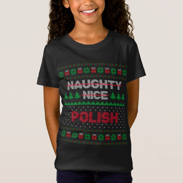 Camiseta Polonês Gift Nice Naught List (Frente)