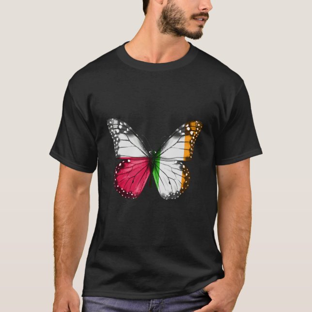 Camiseta Polonês Irish Flag Butterfly 1 (Frente)