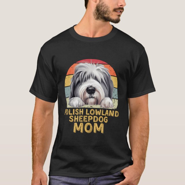 Camiseta Polonês Lowland Sheepdog Mãe Retro Meus Cães São M (Frente)