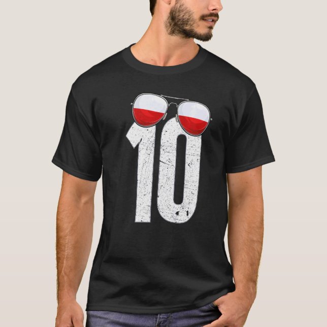 Camiseta Polônia Número 10 do Jogador de Futebol (Frente)