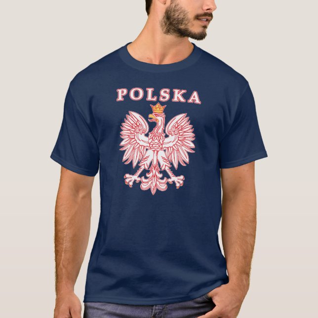 Camiseta Polska com polonês Eagle do vermelho (Frente)