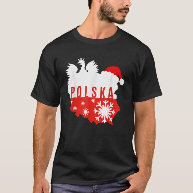 Camiseta Polska Flag Eagle Country Pride Santa Hat Christma (Frente)