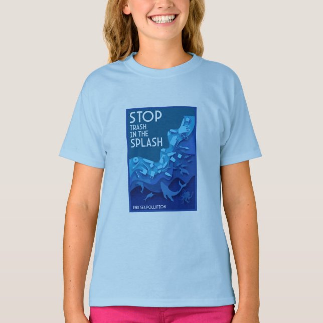 Camiseta Poluição no mar de ponta (Frente)