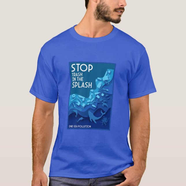 Camiseta Poluição no mar de ponta (Frente)