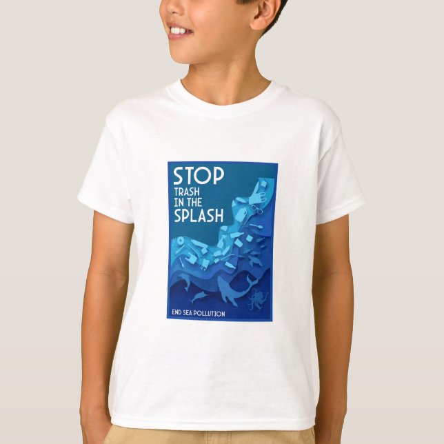 Camiseta Poluição no mar de ponta (Frente)